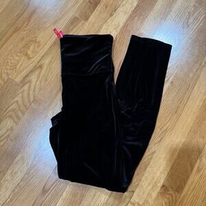 Spanx Black Velvet Leggings Womens Large High Waisted Stretch Pants